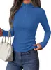 Suéter de malha canelada macio e elástico, estilo europeu e americano, com gola alta pequena, zíper, corte justo, mangas raglan, blusa casual de puxar