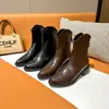 Botines elásticos finos de punta para mujer 2024 nuevos de boca en V con suela gruesa de tacón grueso botas de vaquero occidentales Botines Chelsea británicos