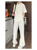Traje casual de dos piezas para hombre, estilo verano 'old money', conjunto de camisa de manga corta y pantalones, atuendo de moda para hombre, conjunto de moda