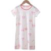Camisola Feminina Algodão Slub Manga Curta Verão Fina Respirável Pijama para Bebê Roupas de Casa Pai-Filho Roupas para Ar Condicionado Novo