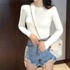 Camiseta Básica para Mujer Cuello Redondo Nueva Otoño e Invierno Delgada Ropa Estilo Coreano Ajustada Top Interior Camiseta de Manga Larga para Chica