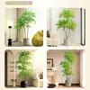 Planta Artificial Verde Nandina Bambu Planta Falsa High-End Luxo Leve Árvore Decorativa para Sala de Estar Ornamentação de Chão Interna Grande em Vaso