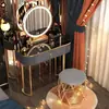 Penteadeira de luxo pequena, conjunto de mesa de maquiagem estilo princesa nórdico moderno simples para quarto