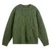 Suéter de Punto Grueso Trenzado con Cuello Semi-Alto para Hombre, Estilo Perezoso Otoño e Invierno, Color Sólido Retro, Chaqueta de Punto Suave de Moda