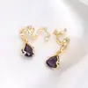 Pingente de gota d'água em ouro 14k com zircônia de diamante colorido e conta rosa para pulseira de cristal DIY e acessórios de joias com contas