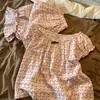 Pijama de Manga Corta con Estampado de Cereza Dulce Sin Glee para Mujer, Pantalones de Encaje de Verano, Conjunto de Ropa de Casa para Niñas