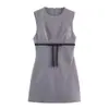 Para Exportación Europea y Americana Transfronteriza Ropa de Mujer Popular en Aliexpress Moda de Verano Vestido sin Mangas con Lazo