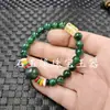 Pulsera de eslabones verdes secos de jade Pulsera de jade blanco de Xinjiang y jade dorado pulsera de ágata cuentas de cielo pulsera de seis eslabones pulsera de mano
