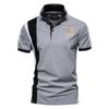 Polo de Moda de Verão Masculino AIOPESON Polo Masculino de Negócios Costura Tendência Cor Contrastante Polo 100% Algodão Masculino Casual Slim Fit