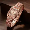Comercio Exterior Transfronterizo Nuevo Moda de Alta Gama Acero con Banda Completa de Diamantes Reloj de Mujer con Diamantes Patrón Romano Pulsera de Pedrería Reloj Fabricante