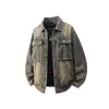 Jaqueta Jeans Workwear Retrô Outono/Inverno 2026 Jaqueta Jeans Lavada Desgastada Tendência Masculina Gola Lapela Top Solto