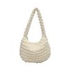 Bolso Versátil Tejido Plisado de Color Sólido para Mujer, Bolso Casual Tipo Dumpling de Gran Capacidad, Bolso de Hombro Fresco y Moderno Estilo Coreano, Bolso Nube