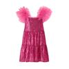 Vestido de Lantejoulas para Meninas 2026 Exportação Temu Vestido de Natal Vestido de Princesa Infantil Elegante com Manga Babado Moderno
