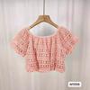 Camisa de Chifón de Manga Corta Estilo Occidental Reductora de Edad Diseño de Verano para Mujer Top Corto Nicho Hombros Descubiertos con Cuello de Hombros Descubiertos Hermosa Camisa Pequeña