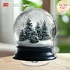 Impresión Plana Transfronteriza 2D Plano Globo de Nieve Giratorio 360, con Pinos y Copos de Nieve Brillantes