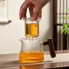 Tetera [Resistente al Calor y a Prueba de Explosiones] Tetera Rayada Vertical con Revestimiento Interior de Vidrio Resistente a Altas Temperaturas para Uso en Casa, Juego de Té Kung Fu