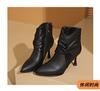 2024 Novas Botas Martin de Salto Alto Ponta Agulhada Moda Outono e Inverno Botas Casuais com Zíper Lateral