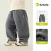 Dududu Home Calças Infantis Inverno Calças Longas Infantis com Plus Veludo Calças de Pernas Curvas Calças Casuais Infantis Roupas de Bebê e Criança Moda Esportiva