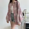 Camisa de Cuadros Retro para Mujer, Nuevo Estilo Primavera y Otoño, Estilo Perezoso, Chaqueta Camisa de Diseño de Nicho, Top Casual