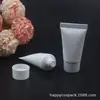 Tubo suave blanco de 15g para champú, tubo para gel de ducha, botella transparente de 15ml para acondicionador, botella tubo para limpiador facial