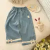 Calça jeans fina para meninas timo bebê menina verão casual moda estilosa qualidade roupas infantis calças estilo verão