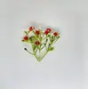 Flor artificial estrelada de plástico com três ramos, flor artificial combinatória feita à mão, acessórios para véu de noiva, caixa de presente com flores, fornecimento da fábrica de flores