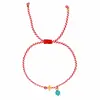 Accesorios de Metal Cruzados Pulsera Tejida con Hilo Rojo Cuentas Redondas Azul-Verde Adorno Simple Ajustable Al por Mayor