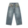 Jeans de Mezclilla Camuflaje Patchwork Estilo Retro Americano Rumeng para Hombre, Corte Holgado, Lavados y Desgastados de Pierna Recta, Modernos