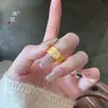 Anillo Chapado en Oro con Diseño de Espiga de Trigo Incrustada de Diamantes y Calabaza, Tamaño Ajustable, Nuevo Estilo Chino, Lujo Ligero, para Mujeres, Adecuado para el Dedo Índice