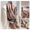 Nuevo Producto de Primavera: Bufanda de Seda Floral Verde para Mujer, Chal Largo de Seda, en Stock para Venta al por Mayor