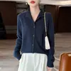 Nuevo Cárdigan de Punto Grueso de Lana Pura con Punto Siete, Cuello Redondo Medio Alto, Manga Larga, Suéter de Lana Retorcida para Mujer, Otoño/Invierno 2026