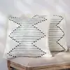 Cojín de Borlas Jacquard Tejido Teñido en Hilo Tuftado Estilo Bohemio Marroquí Funda de Almohada para Cama Sofá