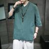 2022 primavera e verão estilo chinês masculino de linho de algodão cinco camiseta de manga curta tamanho grande masculino solto casual top atacado