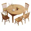 Mesa de Jantar Toda em Madeira Maciça, Simples e Compacta para Apartamentos Pequenos, Conjunto de Mesa e Cadeiras de Jantar Extensível, Mesa de Jantar de Luxo Leve, Conversível para Mesa Redonda
