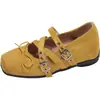 Zapatos Mary Jane Cuadrados de Suela Gruesa con Tacón Oculto Estilo Callejero Nicho para Mujer Estilo Ballet Retro Francés Zapatos Planos con Lazo