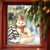 Divertido-f1262 Minimalista nórdico Navidad padre-hijo zorro blanco balcón exterior ventana de cristal embellecimiento del hogar pegatina de ventana UV
