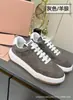 Zapatos Miu para Mujer Piel Genuina Suela Gruesa Zapatos de Tabla Vintage Primavera 2025 Casual Zapatos Blancos Viejos Zapatos de Entrenamiento Alemanes Zapatos Ligeramente Sucios