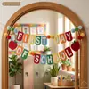 Exclusivo para ventas transfronterizas: Set de decoración para área de aprendizaje con pancarta de pompones de fieltro en forma de manzana y banderines de tirar para decoración de aula de regreso a clases para niños