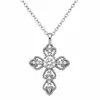 Collar bañado en oro blanco para mujer, colgante de cruz con diamantes y moissanita, cadena para la clavícula, directo del fabricante