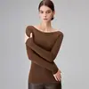 Suéter de Punto Sin Costuras de una Sola Pieza 100% Lana Merino para Mujer, Capa Base de Manga Larga Ajustado, Suéter de Cuello Redondo para Otoño e Invierno