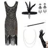 Vestido Vintage Europeo y Americano S-4XL de los Años 20, Vestido de Fiesta Gatsby con Pespuntes, Lentejuelas y Borlas