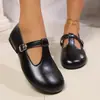 Comercio electrónico transfronterizo, talla grande, colección nueva primavera/otoño 2026, zapatos planos Mary Jane, estilo europeo y americano, zapatos de cuero de moda y casual para mujer