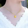 Collar de Cadena para Clavícula de Oro Duro 3D Colgante de Trébol de Cuatro Hojas al por Mayor Collar de Oro Puro Oro Puro 999 Regalo para la Industria de la Belleza Artículo Popular
