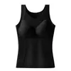 Colete térmico feminino transfronteiriço para outono e inverno feito de seda de amoreira e tecido térmico, com bojos, forrado com fleece, espessado, roupa íntima de camada base sem costura