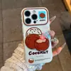 Capa com estampa de coco e banana, adequada para Apple 17 Pro Max, fofa para meninas, 16/15 janela grande 14