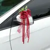 Decoración de Flores para Espejo Retrovisor de Coche de Boda, Rosas Artificiales, Guirnaldas de Cinta, Decoración para el Coche de Boda de la Novia y el Novio, Flores para Manillar