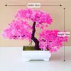 Pino Artificial de Bonsái con Maceta, Mini Planta Falsa para Decoración de Mesa de Interior