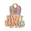 Accesorios de Joyería de Esmalte de Dibujos Animados Transfronterizos Conejito de Pascua Huevo Colgante de Aleación DIY Llavero Pulsera Encanto