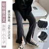 Pantalones casuales de pana para mujer con abertura, adecuados para figuras petite y tallas grandes, de cintura alta, con caída fluida, de pierna recta y de pierna ancha, perfectos para otoño