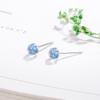 Aretes de Perlas Redondas Pequeñas Azules Zafiro Cielo Estrellado Brillante Azul Niebla Mini Pequeños Dormilones Sin Pinza Combinan con Todo Simples